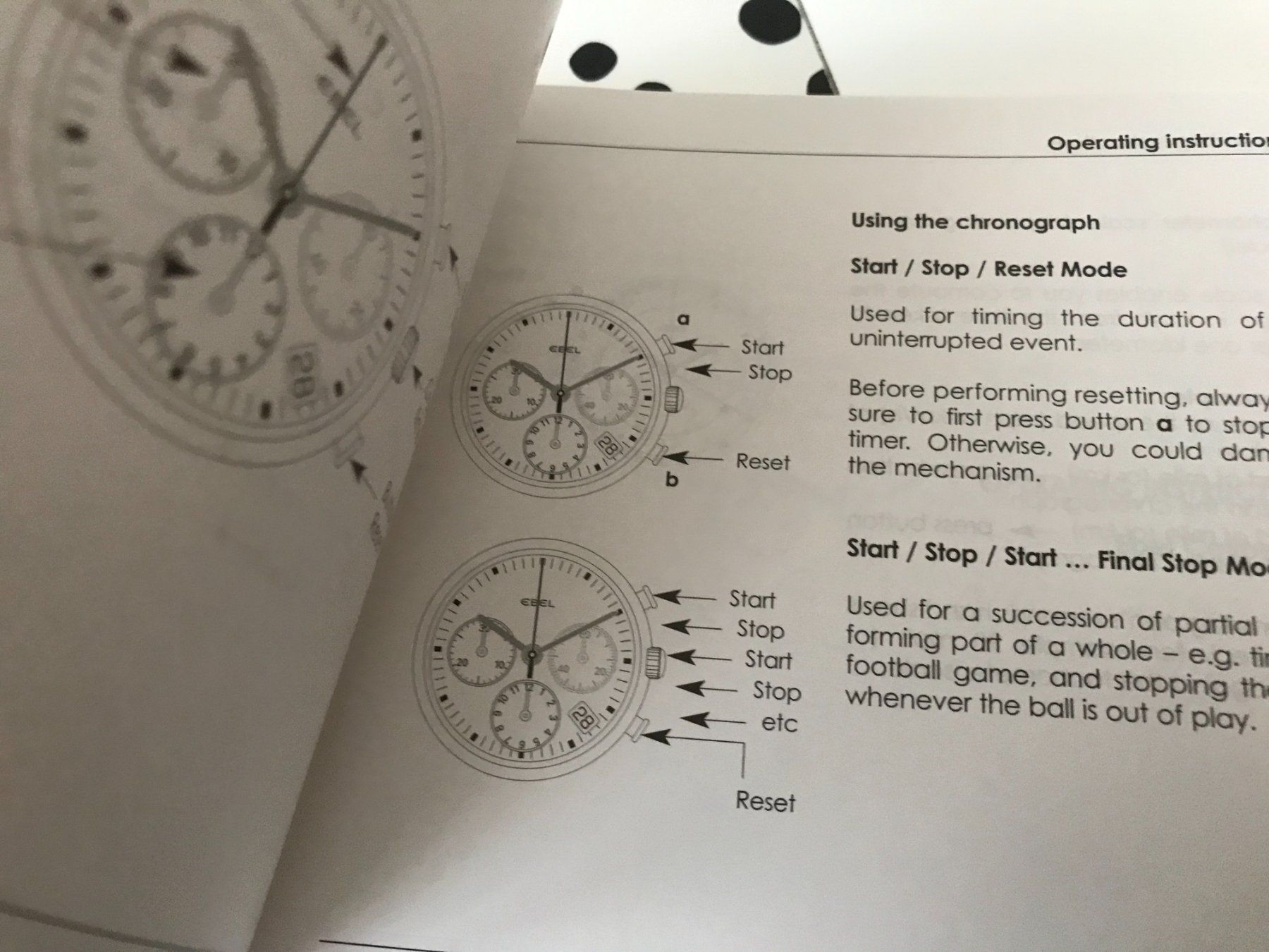 Documenti: EBEL - AUTOMATIC CHRONOGRAPH - OPERATING INSTRUCTIONS – Usato da Epalinges venduto da watchforyou 5
