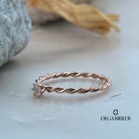 Mondstein Solitär Ring – Gr 56 - Silber Roségold vergoldet