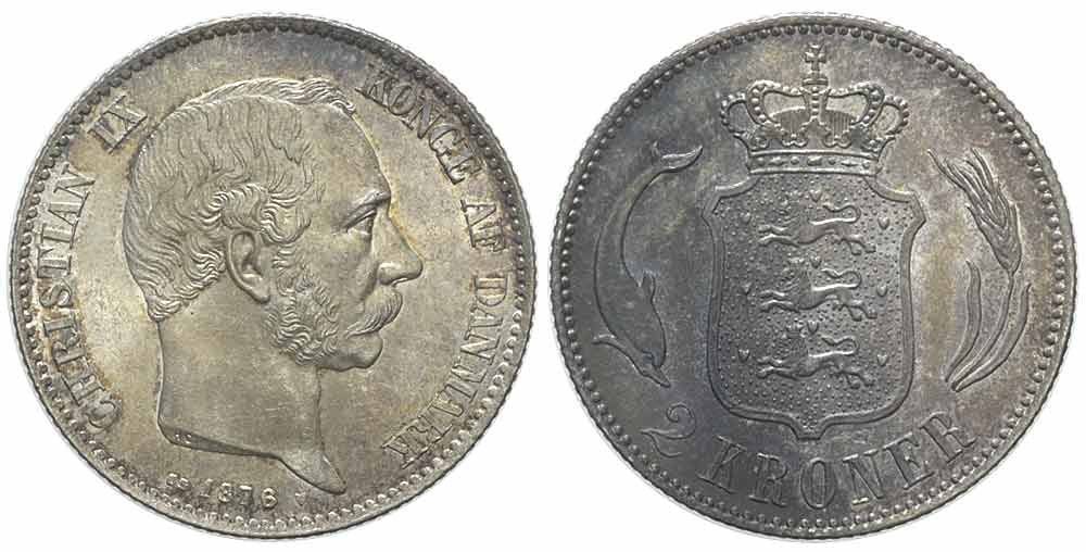 Tutti le monete: Dänemark, 2 Kroner 1876 – Usato da Chiasso venduto da Novamarketing