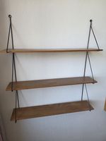 Wandregal Holz mit schwarzem Metallgestell 3 Ebenen
