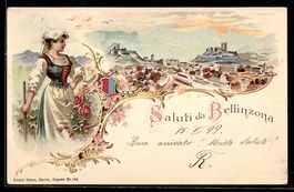 Litho Bellinzona, Panorama, Frau in Trac