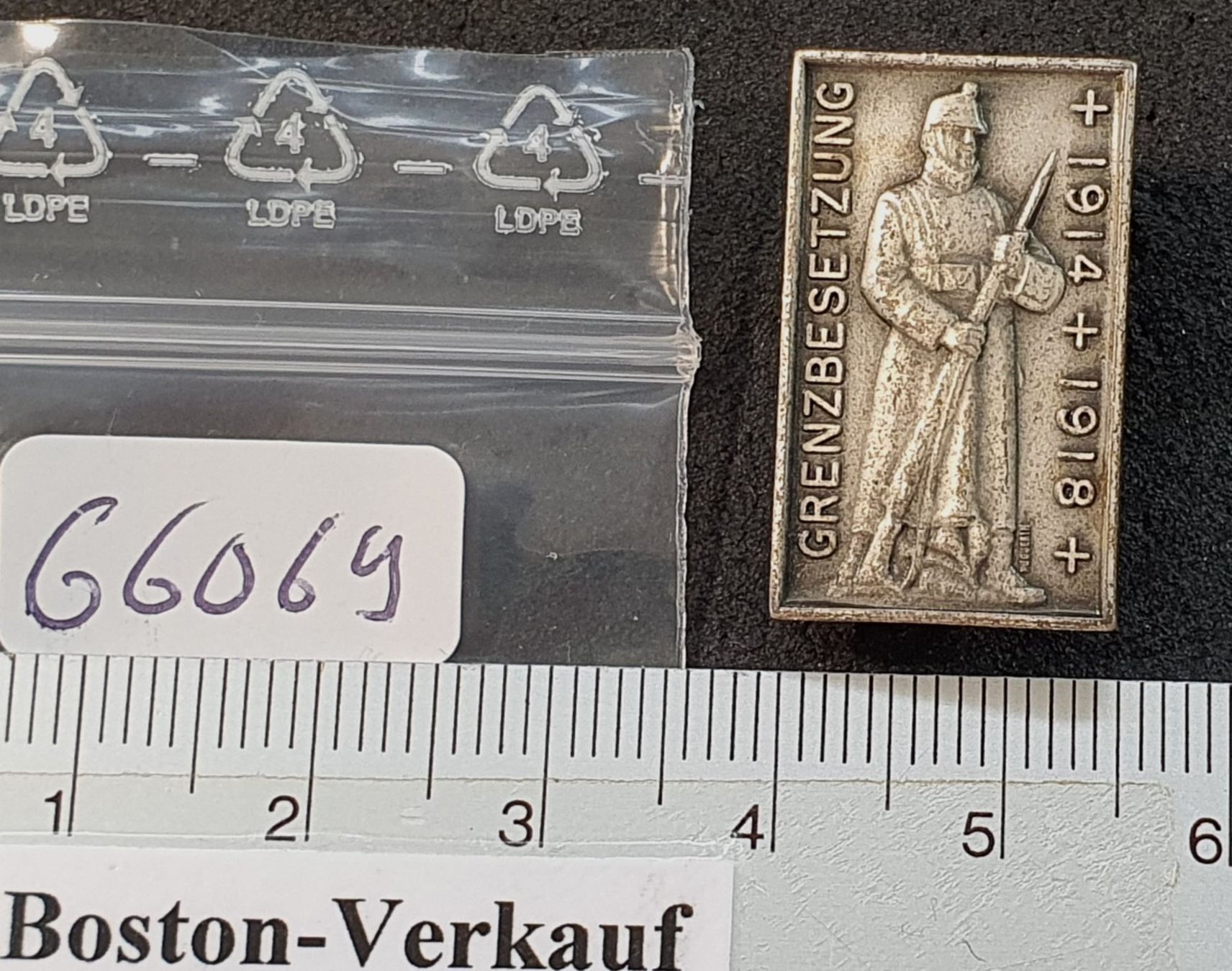 Schweizer Armee Placchette & Badge: GG069 - Brosche Grenzbesetzung 1914 - 1918 – Usato da Reinach BL venduto da Boston-Verkauf 2