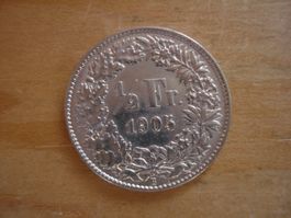 (C1) 1/2 Franken 1905 UNZ-