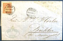 1870 - Sitzende Helvetia Brief  / Zürich  - Bühler