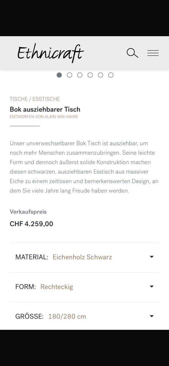 Ethnicraft Tables: Schwarzer Esstisch mit Ausziehfunktion – D'occasion à Zürich par silvana10 6