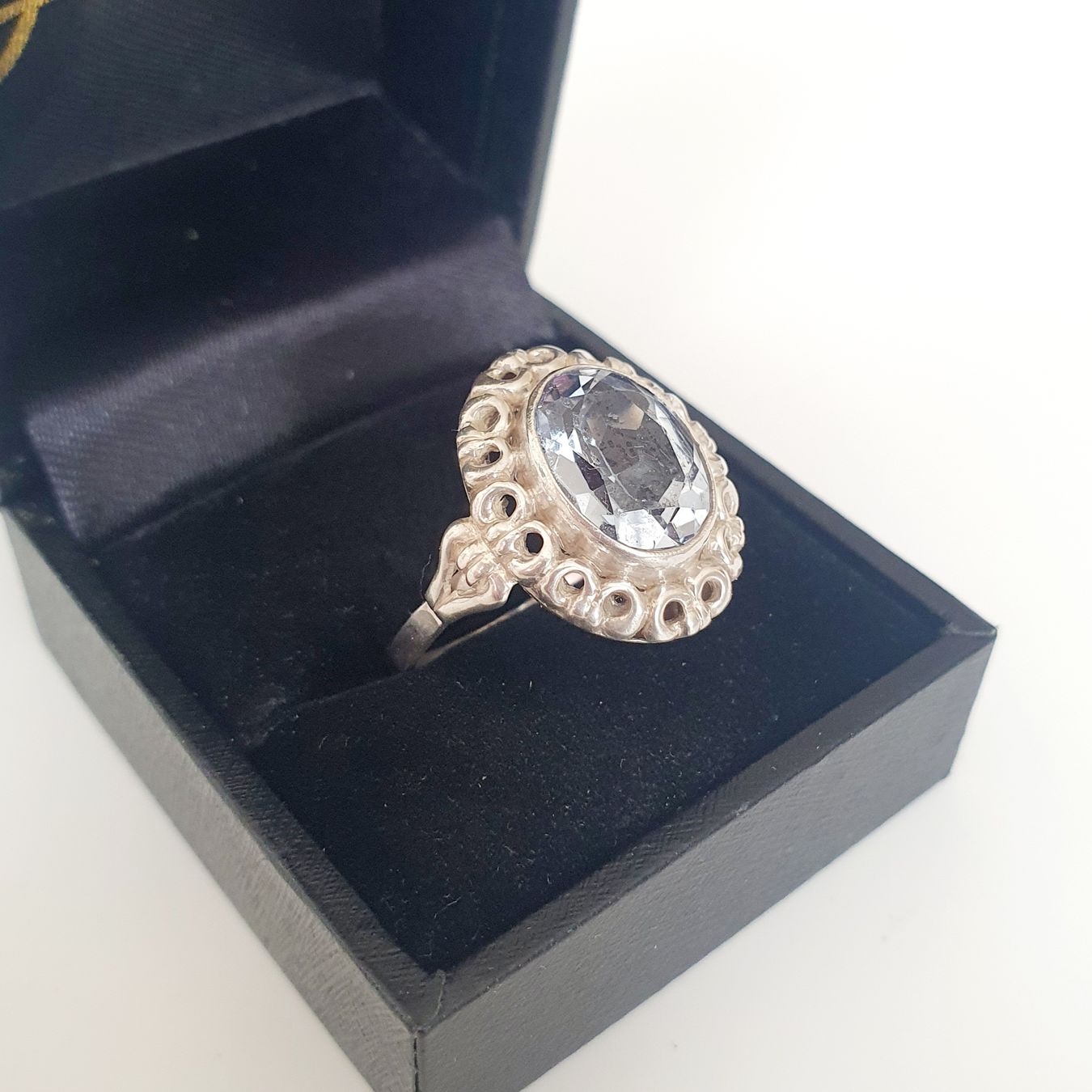 Anelli: Jungendstil ? Silberring mit blauer Stein 835er Gr. 19,3mm – Usato da Kreuzlingen venduto da Wunderkiste123 4