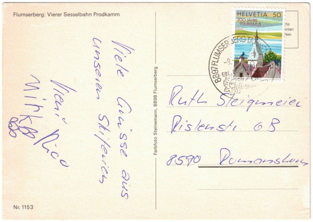 Cartoline postali: Flumserberg - Sessellift Prodkamm – Usato da Binningen venduto da Mountainrider 1