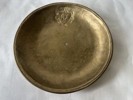Antike Messing Schale mit Wappen Gravur 