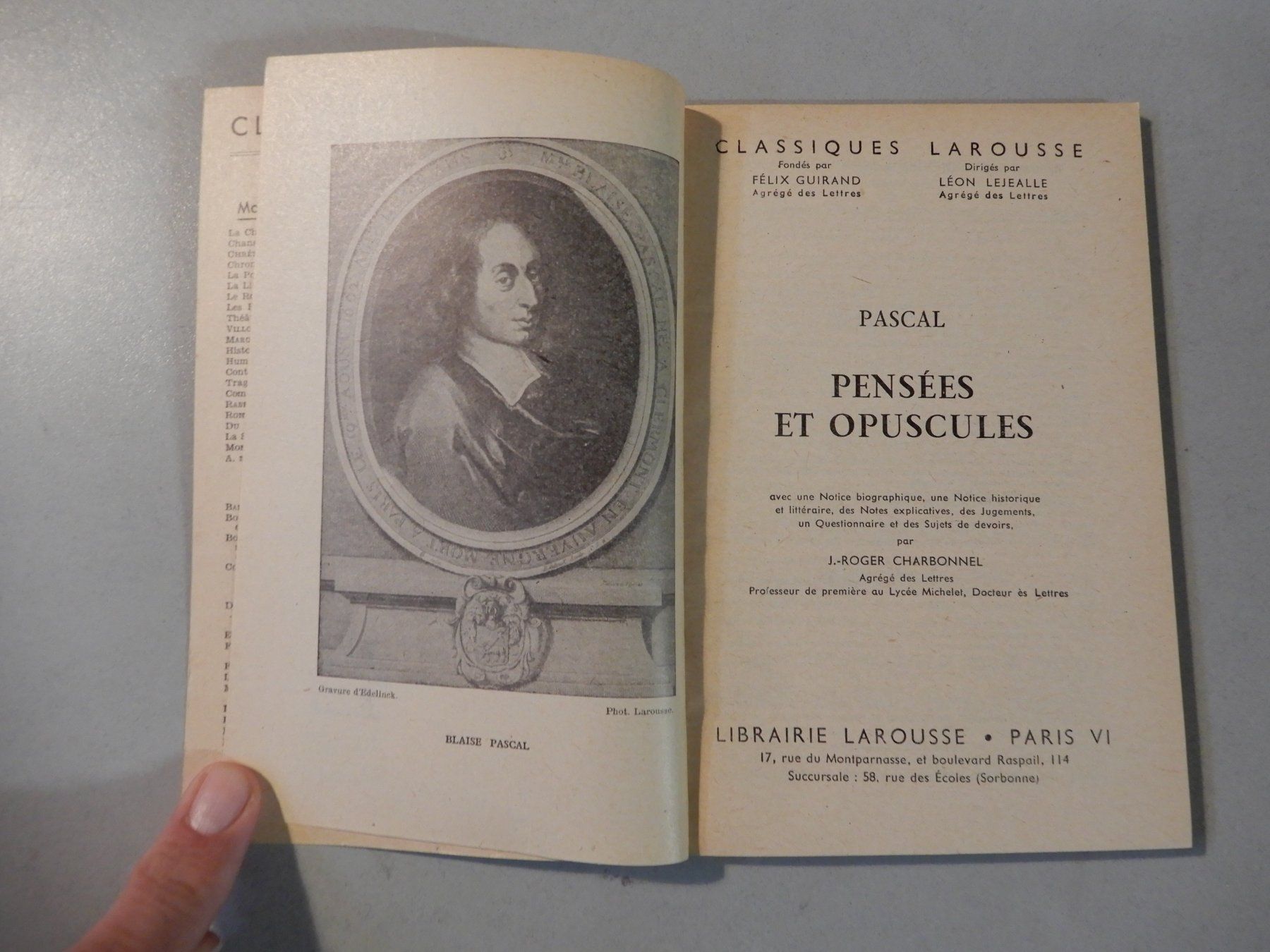 Libri: Pascal - Pensées et Opuscules - Klassiker – Usato da Erstfeld venduto da Mario_boe0 2