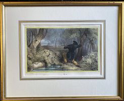 8 kolorierte Kupferstiche oder Lithos "Jagdszenen"