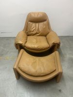 Sessel mit Hocker Saporiti P60 von V. Introini Leder 70iger