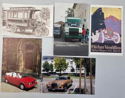 2 Auto-Postkarten / 2 Fotos, 1 vierseitge Karte, Saurer etc.