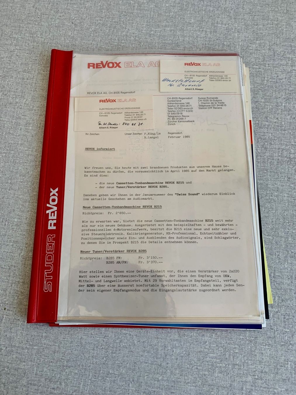 Revox Documenti: ORIGINAL VINTAGE REVOX INFO-MAPPE – Nuovo (secondo la descrizione) da Seuzach venduto da torensu