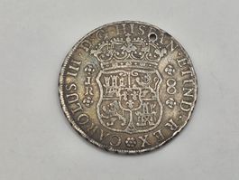 Spanische 8 Real Silbermuenze, Charles III, 1768, selten (40