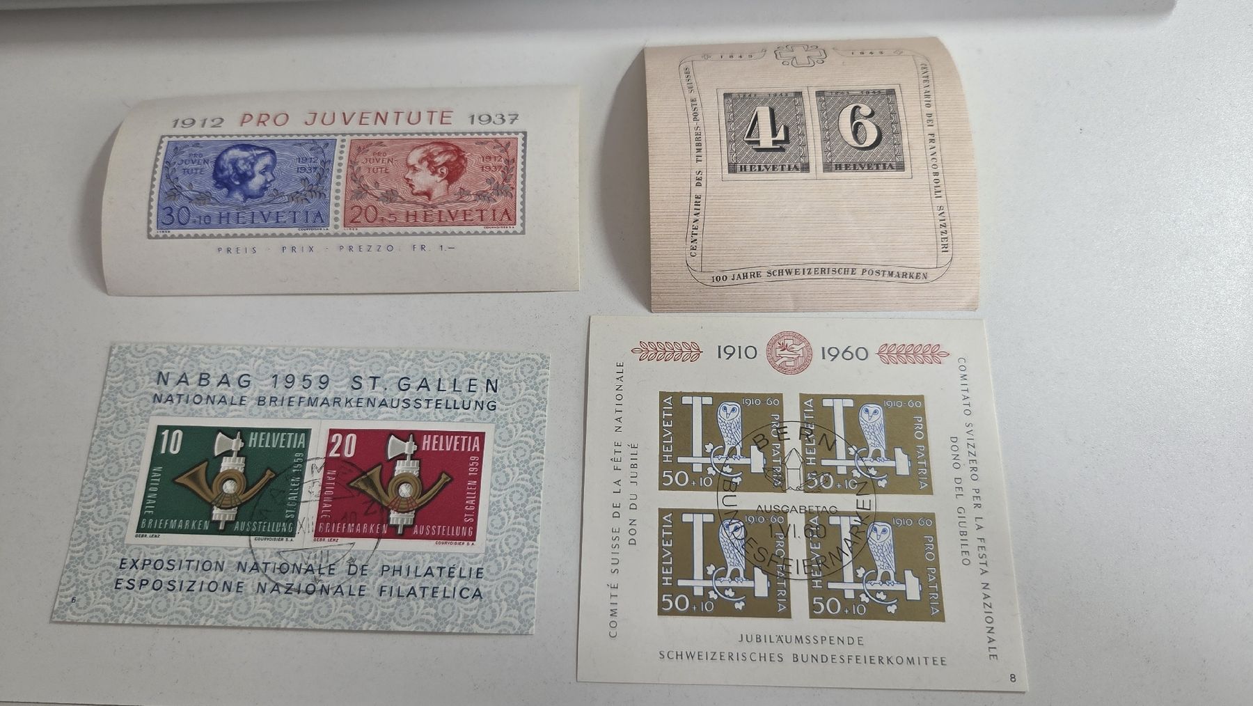 Alle Briefmarken: 4 diverse Blocks Schweiz – Gebraucht aus Arni AG von Moth68