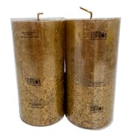 2x Goldene Glitter Stumpenkerzen Safe Candle