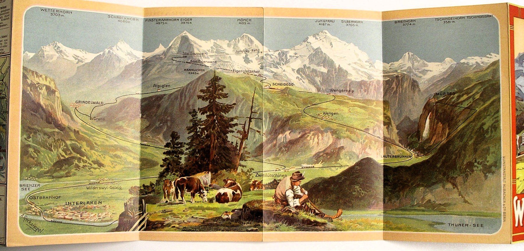 Dokumente: 1908, Prospekt & FahrPlan der WENGERNALPBAHN – Gebraucht aus Oberhofen am Thunersee von luuping99 2