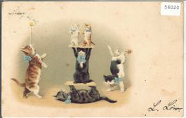 Katzen-Zirkus - Litho