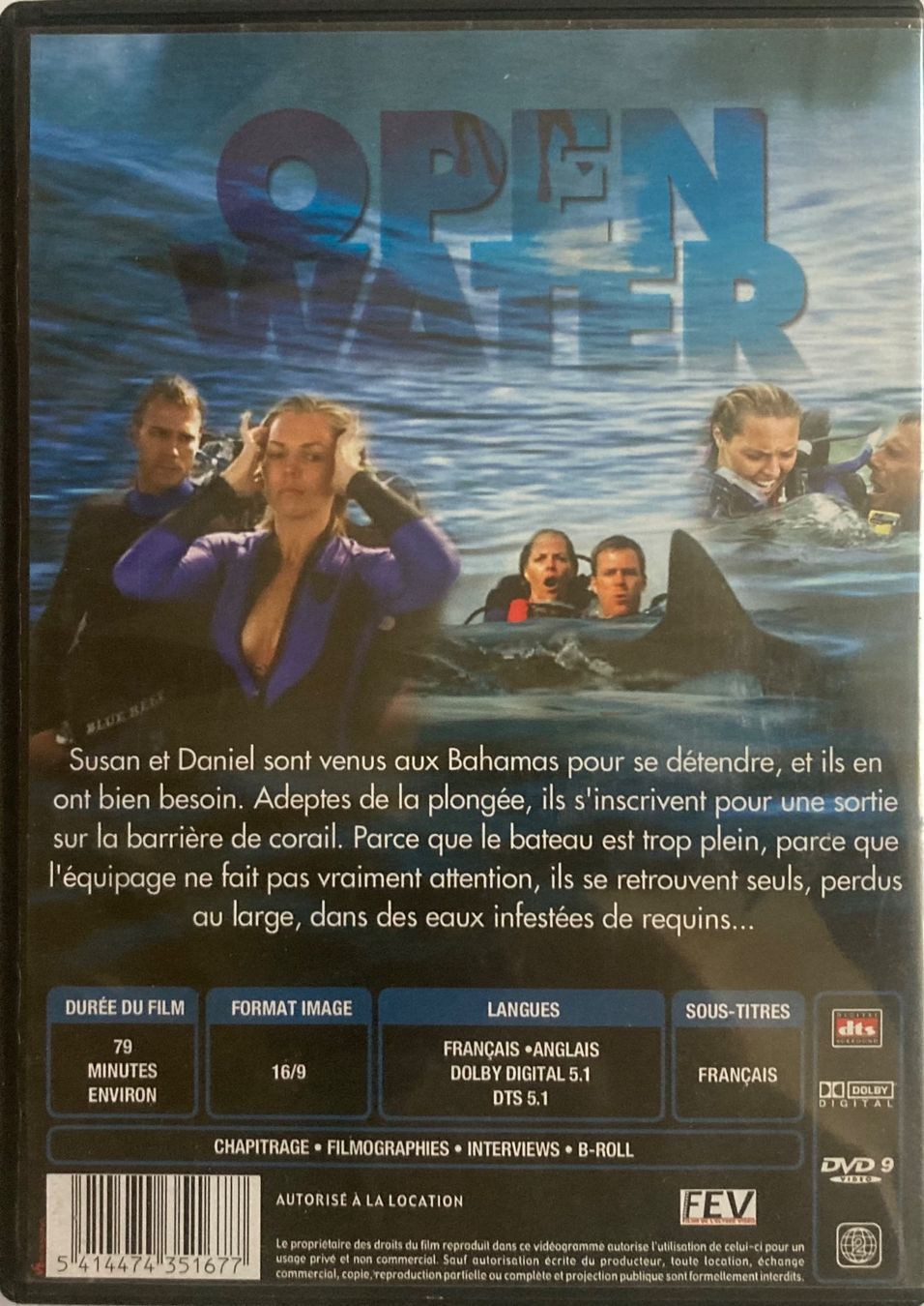 Tutti i DVDs: OPEN WATER (EN EAUX PROFONDES) – Usato da Poliez-Pittet venduto da Newtown-Records 1