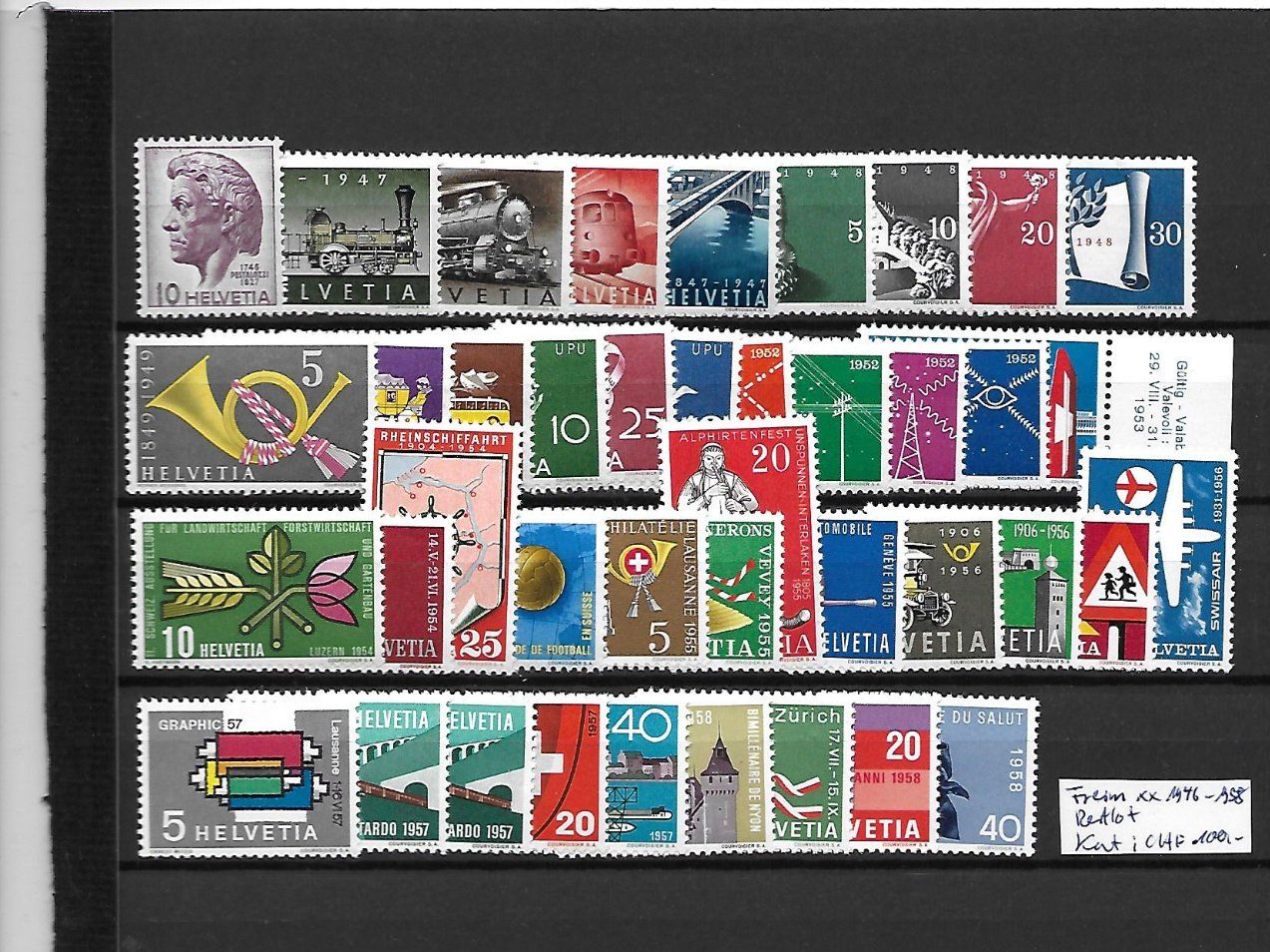 Tutti i francobolli: Freim 1946 - 1958 ** Restlot Kat: CHF 100.- – Nuovo (secondo la descrizione) da Basel venduto da Ilp