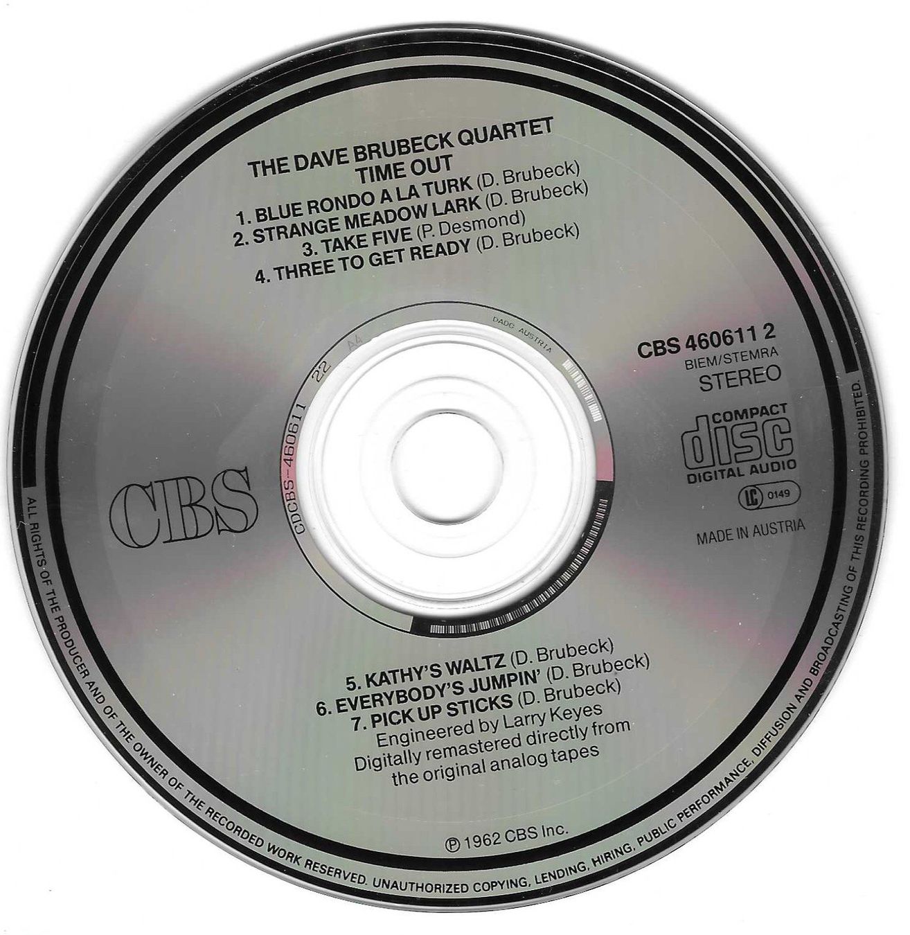CD: THE DAVE BRUBECK QUARTET  -  TIME OUT – Usato da Bex venduto da Giorgiob 2