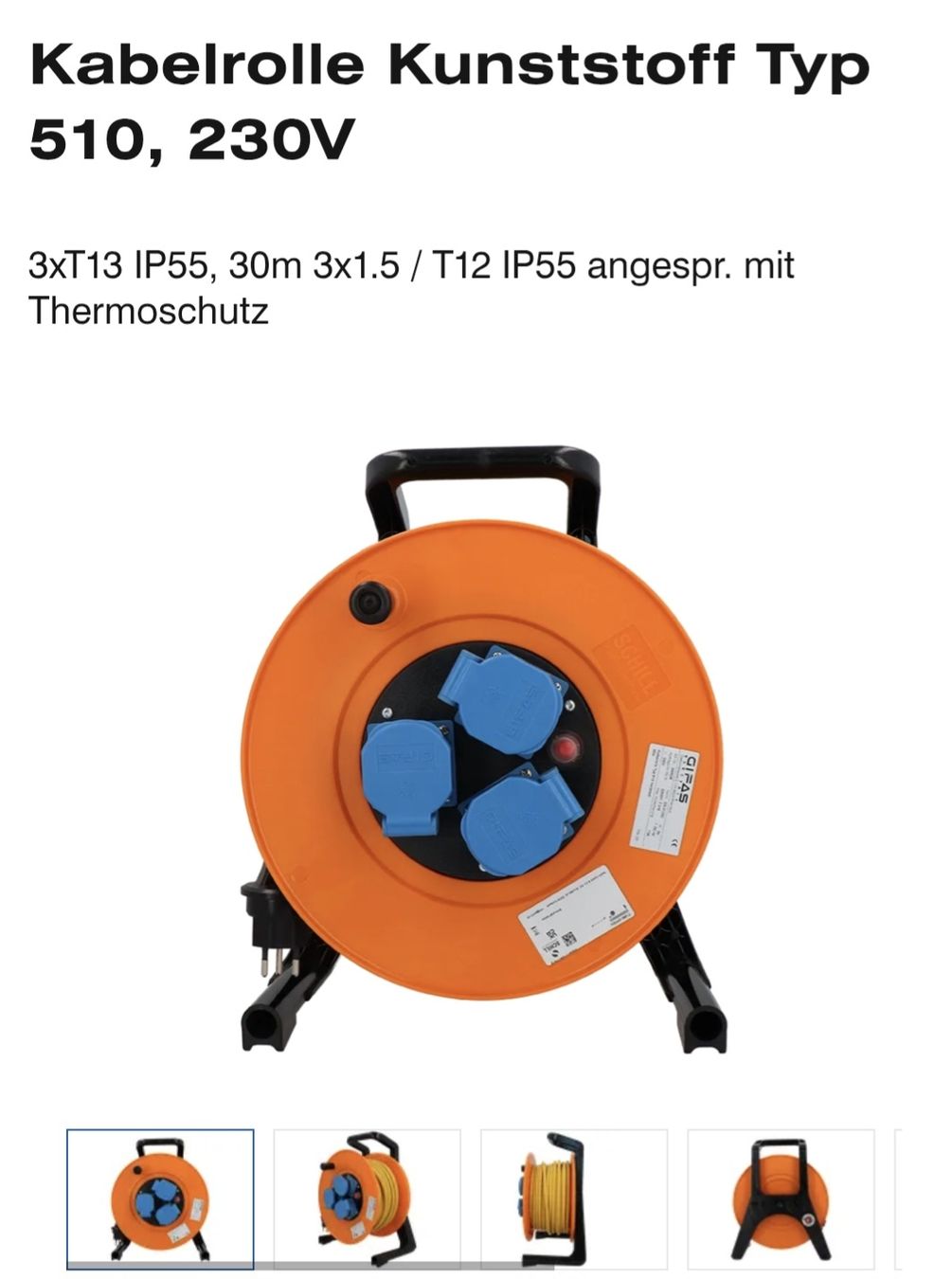 Kabel: Kabeltrommel Industrie Qualität – Gebraucht aus Urtenen-Schönbühl von ste_fdc2
