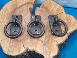 3 schöne antike Kipp Ring Platten, Eisen/Stahl (4121#NSH6)