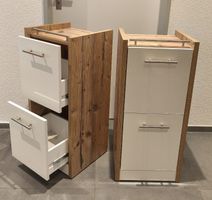 2 Badezimmermöbel weiss/Holzoptik, 2 Schubladen