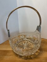 Glas Korb Schale mit Metall Griff