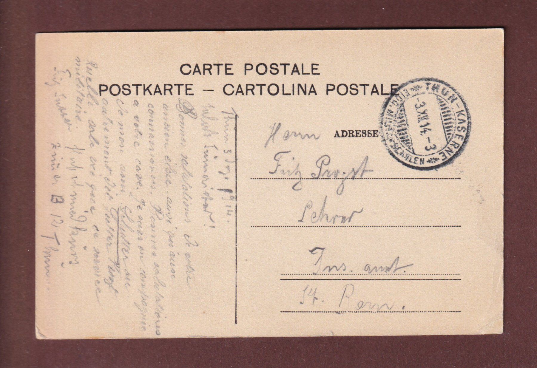 Cartoline postali: THUN -Teil mit Schloss - 1914 // Eckbug // – Usato da Pully venduto da nicecards-shop 1