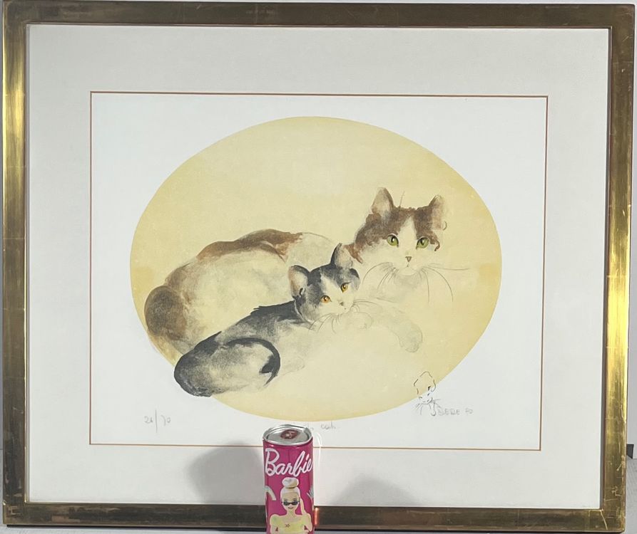 Dèdè (1936) Lithographie mit Katzen, Handsigniert 2