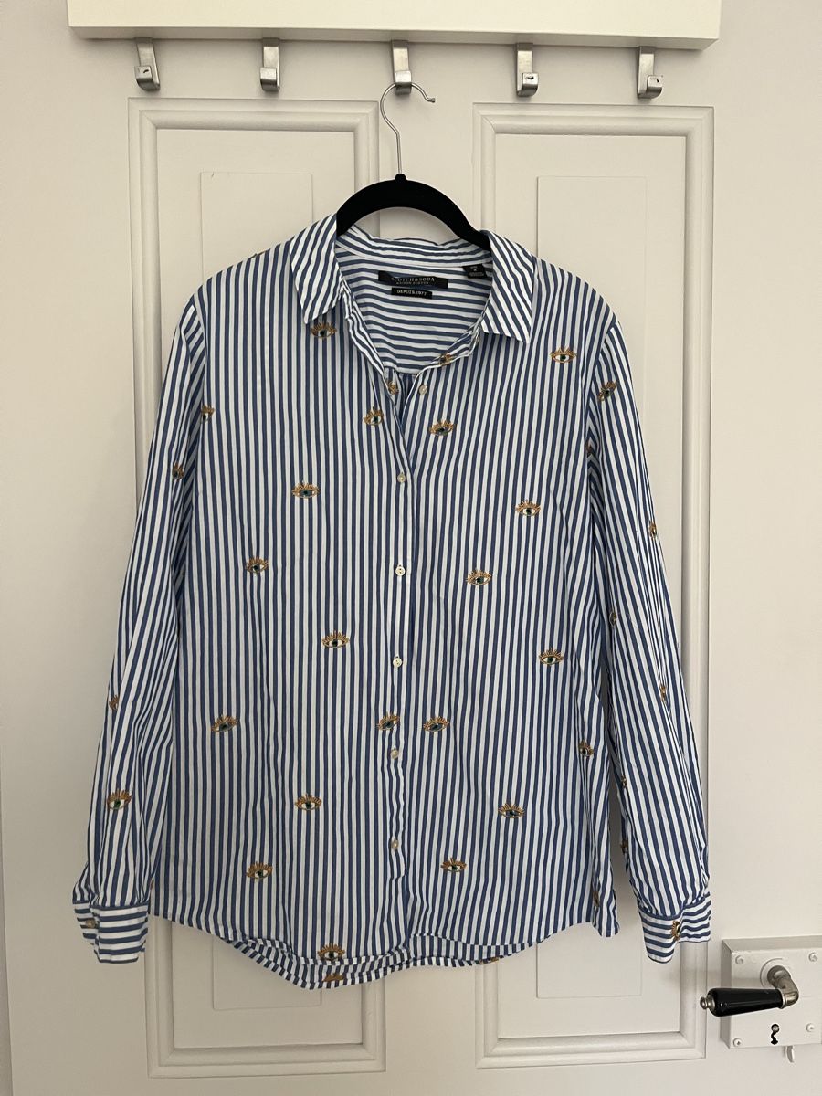 Blusen: Scotch & Soda striped shirt size 2 embroidered eye pattern – Gebraucht aus Zürich von jul_855n