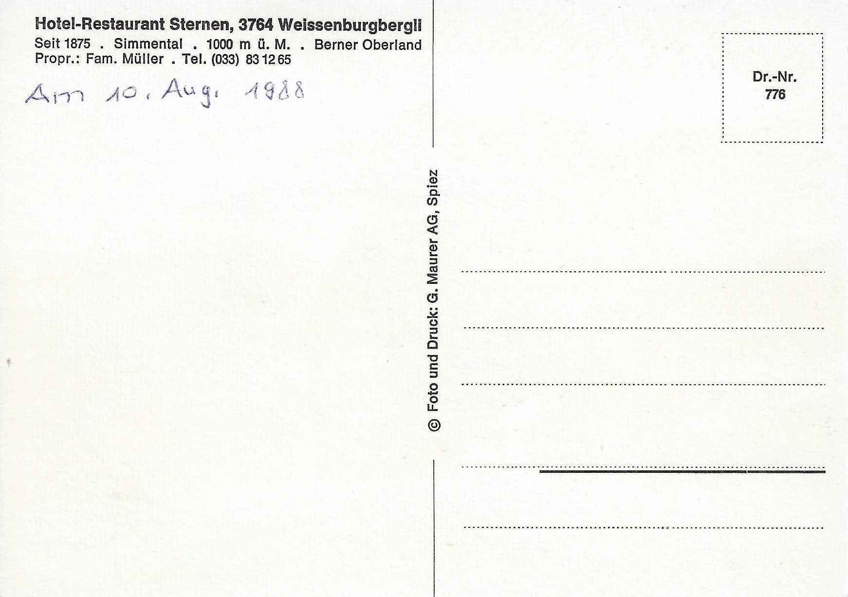 Cartoline postali: Hotel-Restaurant Sternen Weissenburgbergli BE – Nuovo (secondo la descrizione) da Rothrist venduto da Stranglehold 1