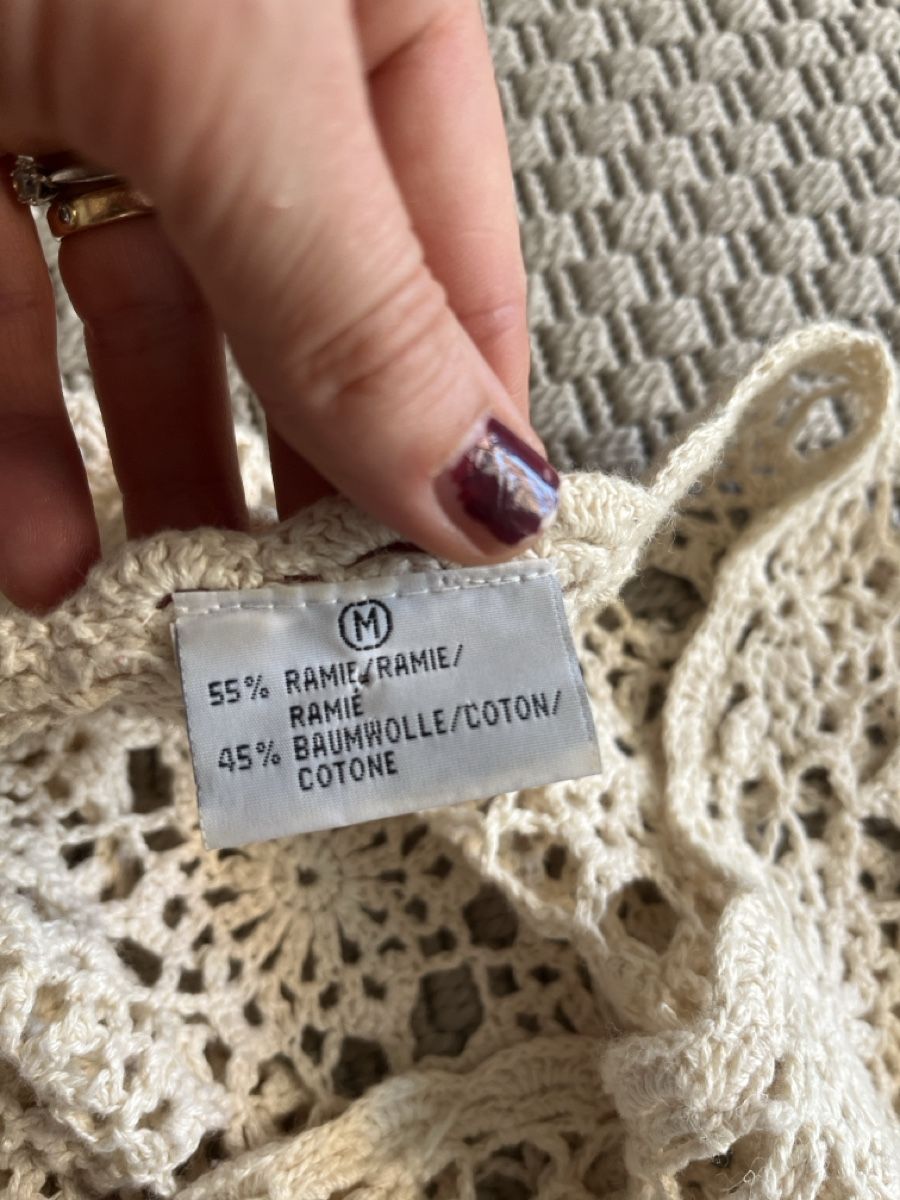 Giacche: Gehäkelte Jacke, Creme, Ramie, Baumwolle, M – Usato da Solothurn venduto da Bobesch08 4
