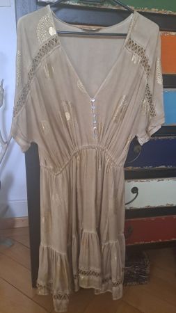 Robe d'été Last Queen Paris T.L/XL,Motifs dorés Bohème