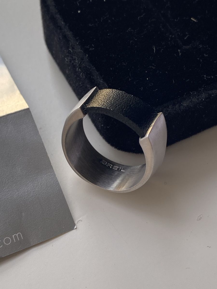 Breil Anelli: BREIL Edelstahl Leder Silberne Ring – Nuovo (secondo la descrizione) da Givisiez venduto da dor_xb9k 1
