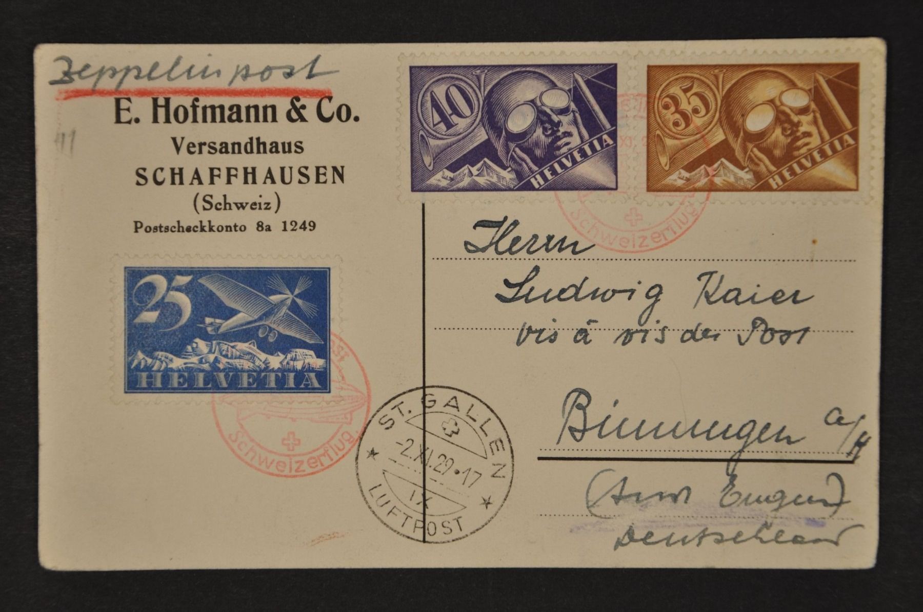 Alle Briefmarken: 1929 Zeppelin Schweizerflug – Gebraucht aus Wolfhalden von Zinauktion