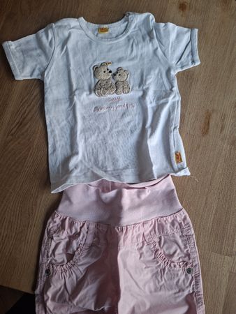Steiff Set T-Shirt und Hose rosa weiss