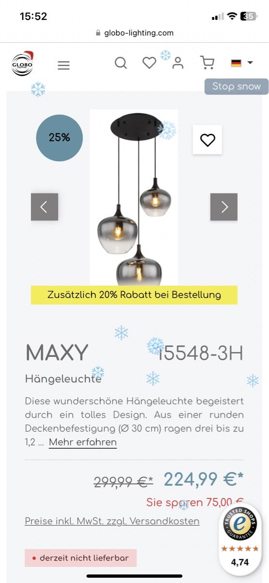 Lampadari & plafoniere: NEU Globo Maxy Hängeleuchte – Nuovo e nell'imballaggio originale da Kreuzlingen venduto da ado_cpd6 2