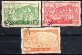 1951 VOLKSREPUBLIK CHINA TAIPING-AUFSTAND 3 MARKEN GESTEMPEL