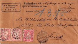 3 Farbvarianten SITZENDE auf 30Rp.-NN-Brief AARAU 1877