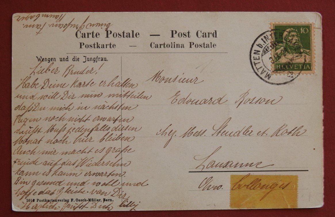 Cartoline postali: Wengen u.  Jungfrau – Usato da Rain venduto da 999-800-K 1