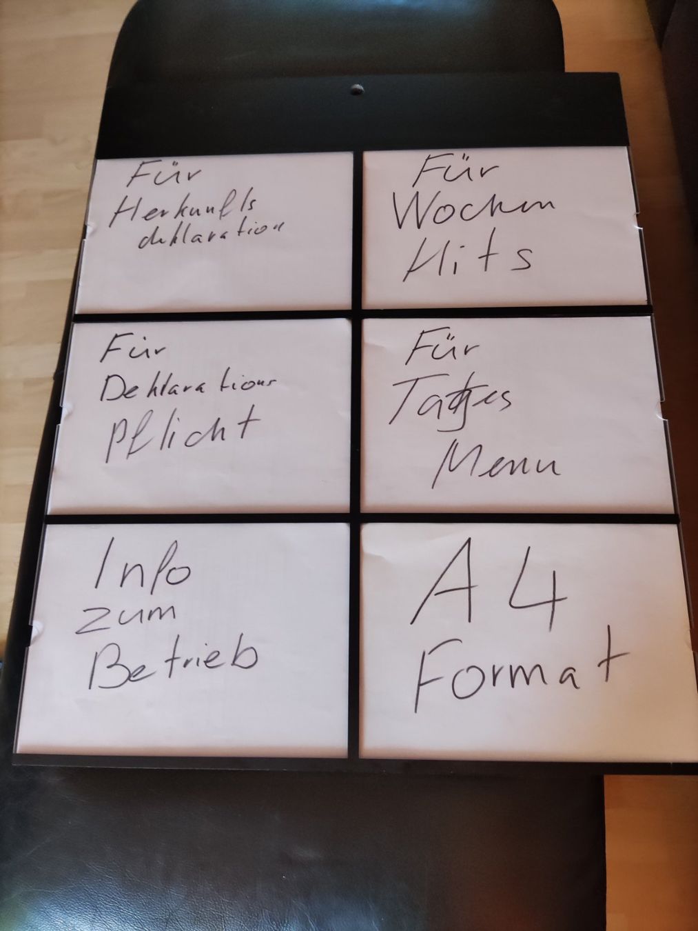 Lavagne: Menu-Tafel, Info-Tafel mit 6 A4 Fächern – Usato da Spreitenbach venduto da lucius2024
