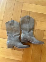 Wildlederstiefel taupe, Gr. 38 im Western Style