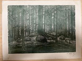 Linolschnitt oder Holzschnitt signiert - FS - um 1930