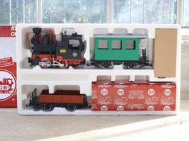 LGB modernes Starter Set - Dampflok + Wagen - Metallachsen