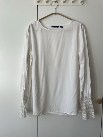 TOM TAILOR Elegante Bluse mit Spitzen-Manschetten – Gr 40