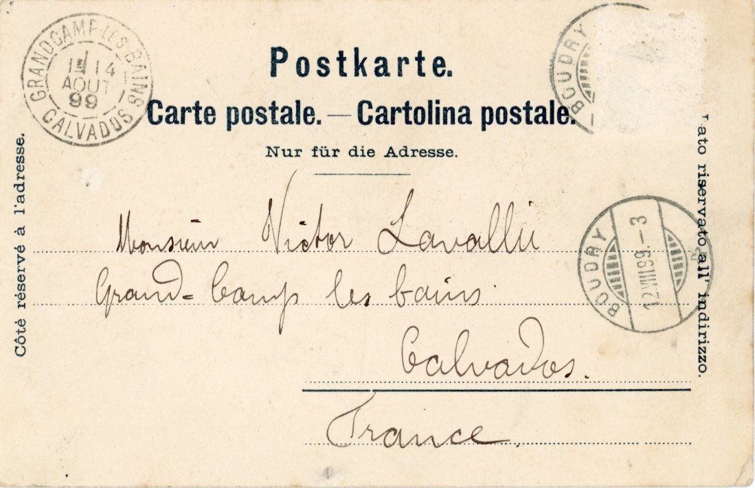 Cartoline postali: Boudry   NE  -      LITHO     en 1899 – Usato da Brig venduto da Valcards54 1