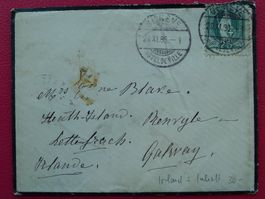 1886, 67A auf Brief von GENEVE nach IRLAND (GALWAY) Rar!