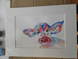 Original Aquarell  "Sanfter Blick "